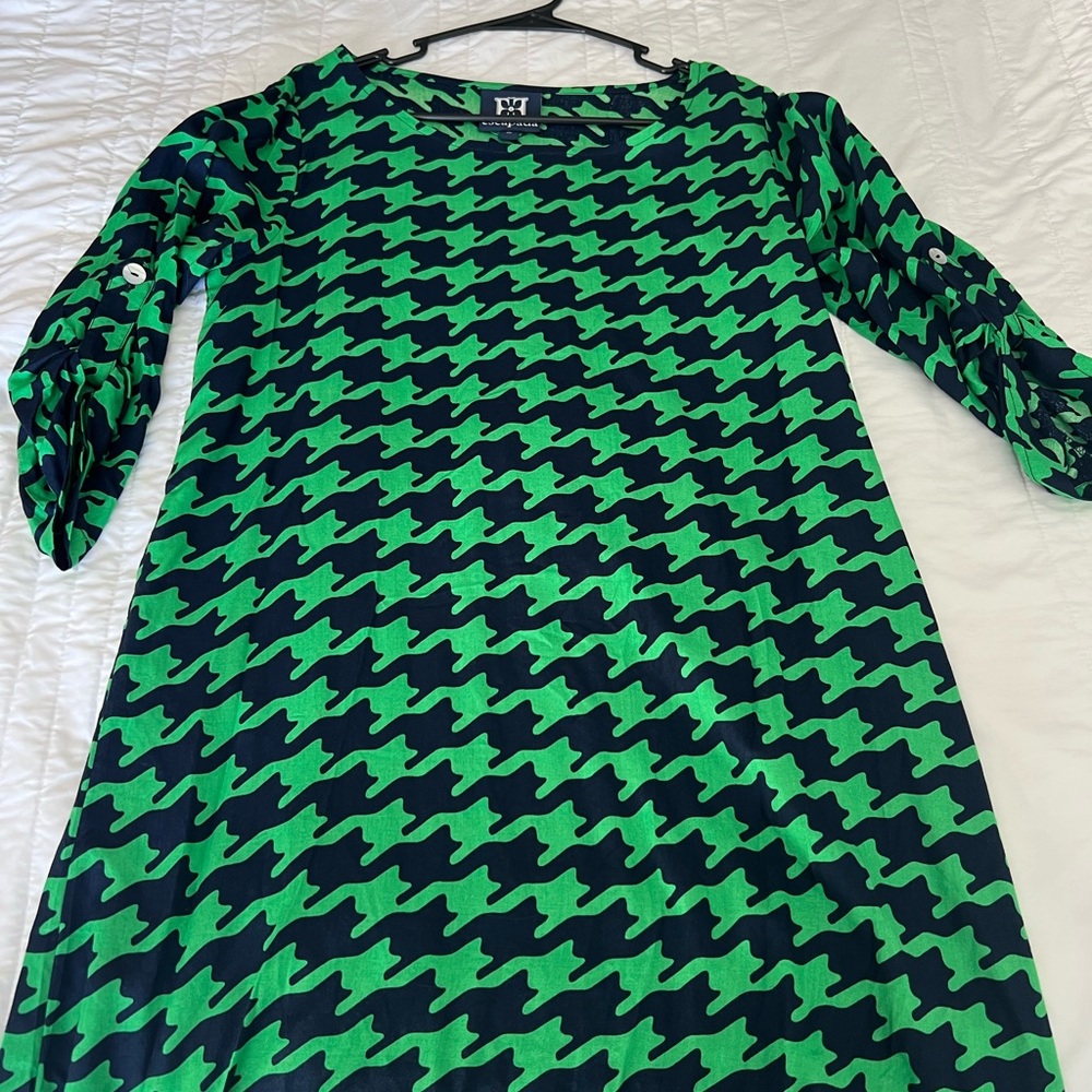 Green and Navy Patterned Dress
